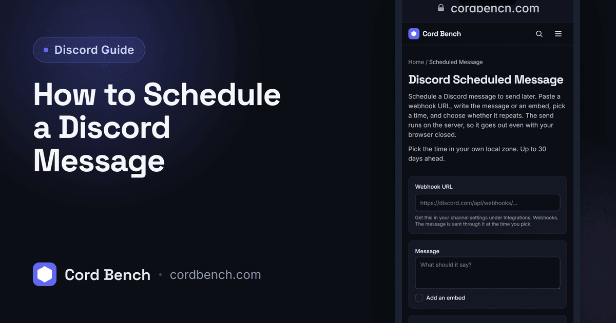 How to Schedule a Discord Message guide on Cord Bench