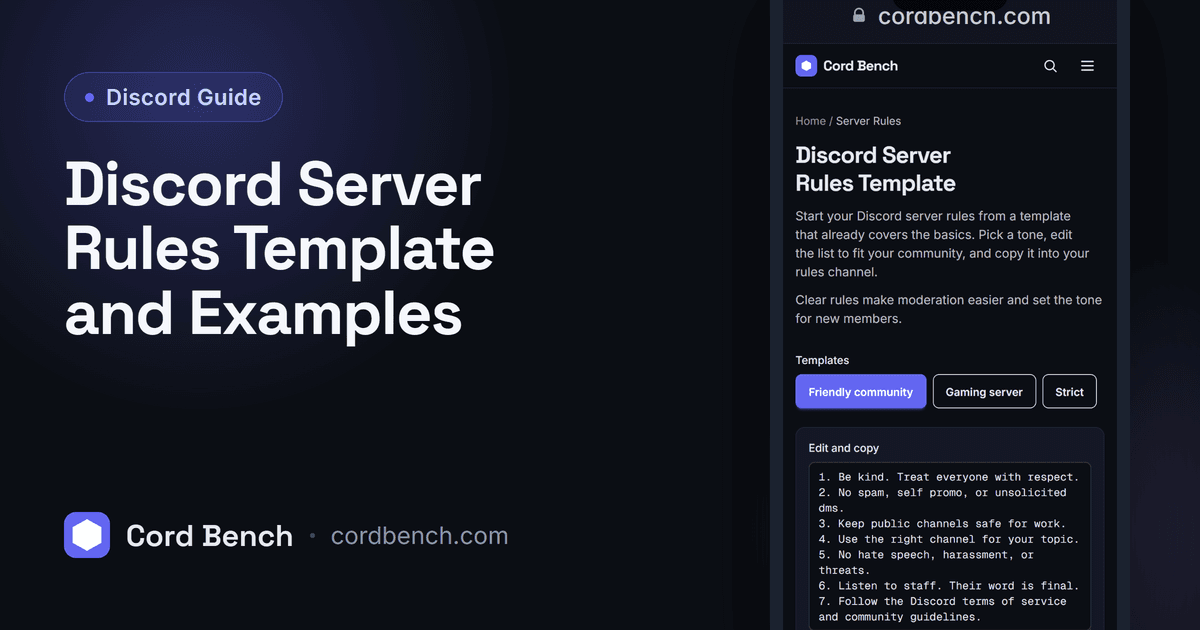 Discord Server Rules Template and Examples guide on Cord Bench